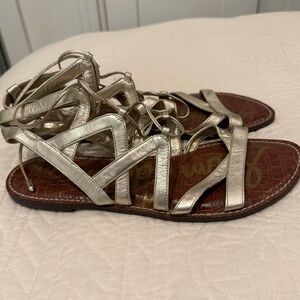 Sam Edelman Leather Metallic Strappy Sandals Size 11. Like New